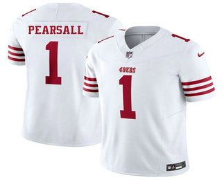 Men's San Francisco 49ers #1 Ricky Pearsall Limited White FUSE Vapor Jersey