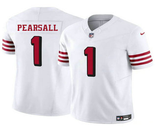Men's San Francisco 49ers #1 Ricky Pearsall Limited White Throwback FUSE Jersey