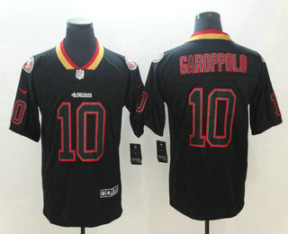 Men's San Francisco 49ers #10 Jimmy Garoppolo 2018 Black Lights Out Color Rush Stitched NFL Nike Limited Jersey