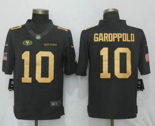 Men's San Francisco 49ers #10 Jimmy Garoppolo Anthracite Gold 2016 Salute To Service Stitched NFL Nike Limited Jersey