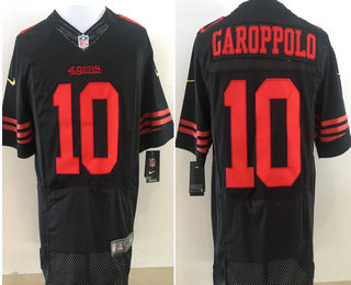 Men's San Francisco 49ers #10 Jimmy Garoppolo Black Alternate Stitched NFL Nike Elite Jersey