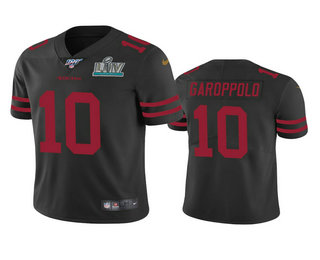 Men's San Francisco 49ers #10 Jimmy Garoppolo Black Super Bowl LIV Vapor Limited Jersey