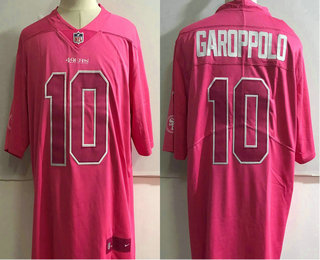 Men's San Francisco 49ers #10 Jimmy Garoppolo Pink Fashion 2017 Rush NFL Nike Limited Jersey