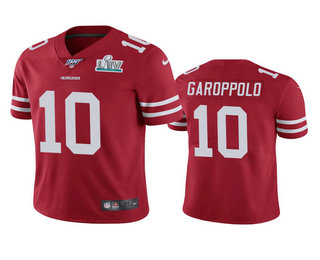 Men's San Francisco 49ers #10 Jimmy Garoppolo Scarlet Super Bowl LIV Vapor Limited Jersey
