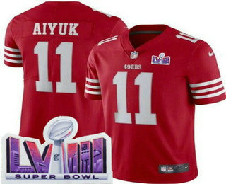 Men's San Francisco 49ers #11 Brandon Aiyuk Limited Red LVIII Super Bowl Vapor Jersey