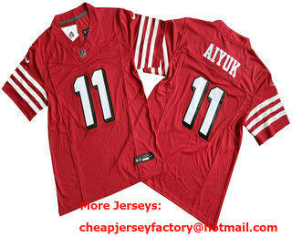 Men's San Francisco 49ers #11 Brandon Aiyuk Red 2023 FUSE Color Rush Vapor Limited Jersey