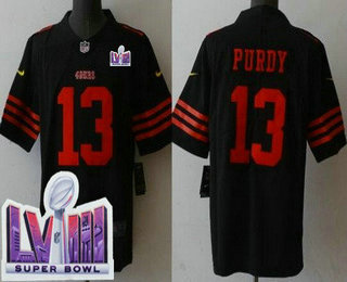 Men's San Francisco 49ers #13 Brock Purdy Limited Black LVIII Super Bowl Vapor Jersey