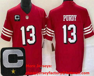 Men's San Francisco 49ers #13 Brock Purdy Limited Red Alternate C Patch FUSE Vapor Jersey