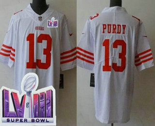 Men's San Francisco 49ers #13 Brock Purdy Limited White LVIII Super Bowl Vapor Jersey