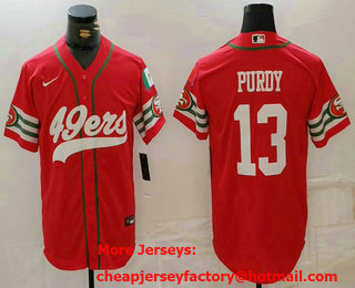 Men's San Francisco 49ers #13 Brock Purdy Red Mexico Cool Base Stitched Baseball Jersey
