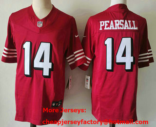 Men's San Francisco 49ers #14 Ricky Pearsall Red FUSE Vapor Limited Throwback Stitched Jersey