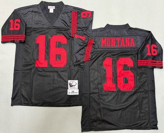 Men's San Francisco 49ers #16 Joe Montana Black 1989 Throwback Jersey