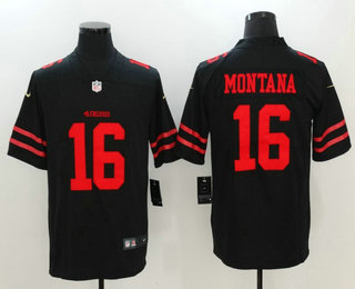 Men's San Francisco 49ers #16 Joe Montana Black 2017 Vapor Untouchable Stitched NFL Nike Limited Jersey