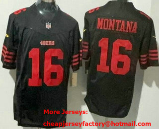 Men's San Francisco 49ers #16 Joe Montana Limited Black FUSE Vapor Jersey