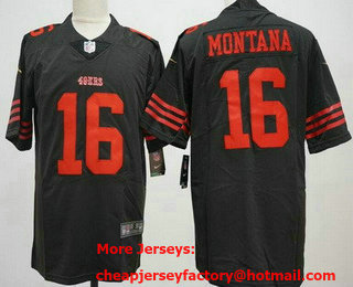 Men's San Francisco 49ers #16 Joe Montana Limited Black Vapor Jersey