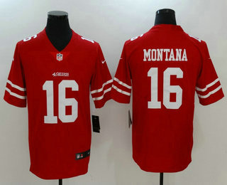Men's San Francisco 49ers #16 Joe Montana Red 2017 Vapor Untouchable Stitched NFL Nike Limited Jersey