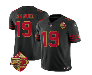 Men's San Francisco 49ers #19 Deebo Samuel Black 2023 FUSE 50th Patch Vapor Limited Stitched Jersey