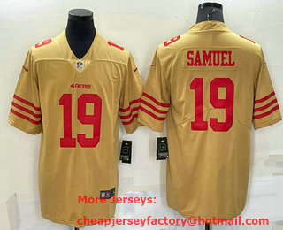 Men's San Francisco 49ers #19 Deebo Samuel Gold NEW 2022 Inverted Legend Stitched NFL Nike Limited Jersey