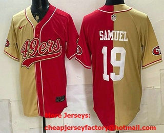 Men's San Francisco 49ers #19 Deebo Samuel Gold Red Split Stitched Jersey