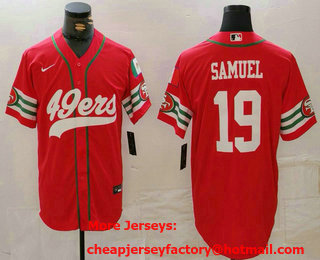 Men's San Francisco 49ers #19 Deebo Samuel Red Mexico Cool Base Stitched Baseball Jersey