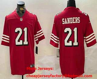 Men's San Francisco 49ers #21 Deion Sanders Limited Red Throwback Vapor Jersey