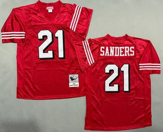 Men's San Francisco 49ers #21 Deion Sanders Red 1994 Throwback Jersey