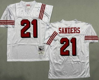 Men's San Francisco 49ers #21 Deion Sanders White Alternate 1994 Throwback Jersey