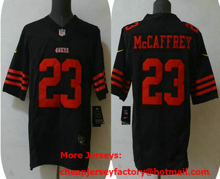 Men's San Francisco 49ers #23 Christian McCaffrey Black 2023 FUSE Vapor Limited Stitched Jersey