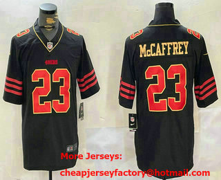 Men's San Francisco 49ers #23 Christian McCaffrey Black Golden Edition Stitched Nike Limited Jersey