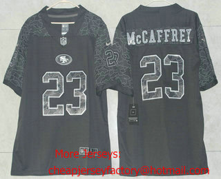 Men's San Francisco 49ers #23 Christian McCaffrey Black Reflective Limited Stitched Football Jersey
