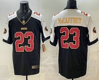 Men's San Francisco 49ers #23 Christian McCaffrey Black White Thanksgiving FUSE Vapor Jersey