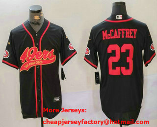 Men's San Francisco 49ers #23 Christian McCaffrey Black With Patch Cool Base Stitched Baseball Jersey