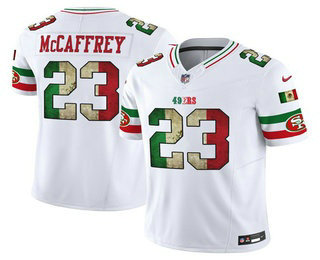 Men's San Francisco 49ers #23 Christian McCaffrey White 2025 FUSE Mexico Vapor Limited Stitched Jersey