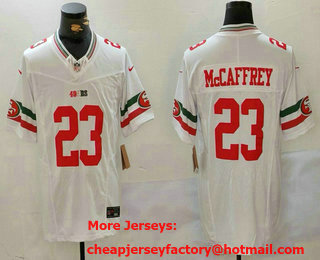 Men's San Francisco 49ers #23 Christian McCaffrey White FUSE Mexico Vapor Limited Stitched Jersey