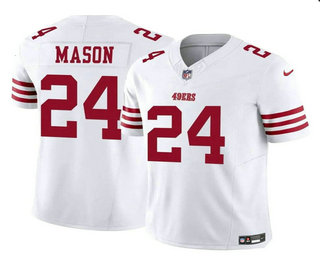 Men's San Francisco 49ers #24 Jordan Mason White 2023 FUSE Stitched Jersey