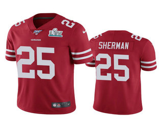 Men's San Francisco 49ers #25 Richard Sherman Scarlet Super Bowl LIV Vapor Limited Jersey