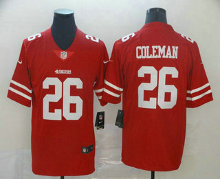 Men's San Francisco 49ers #26 Tevin Coleman Red 2017 Vapor Untouchable Stitched NFL Nike Limited Jersey