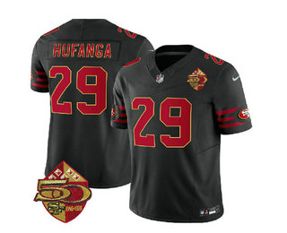 Men's San Francisco 49ers #29 Talanoa Hufanga Black 2023 FUSE 50th Patch Vapor Limited Stitched Jersey