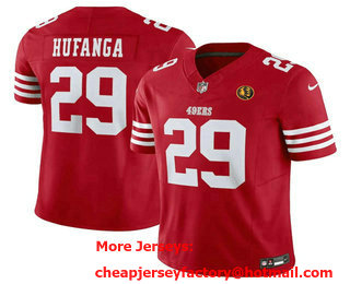 Men's San Francisco 49ers #29 Talanoa Hufanga Red John Madden Patch 2023 FUSE Vapor Limited Stitched Jersey