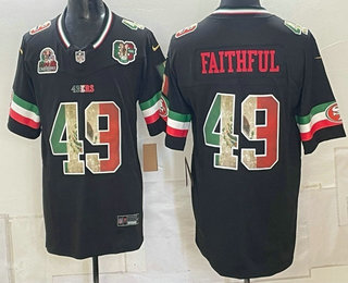 Men's San Francisco 49ers #49 Faithful Black FUSE Mexico 80TH Limited Stitched Jersey