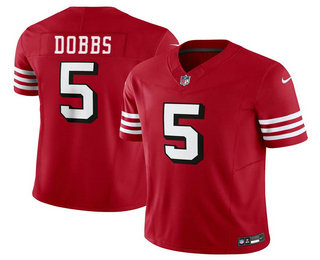 Men's San Francisco 49ers #5 Josh Dobbs New Red 2024 FUSE Vapor Untouchable Limited Stitched Football Jersey