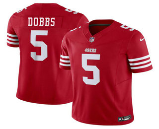 Men's San Francisco 49ers #5 Josh Dobbs Red 2024 FUSE Vapor Untouchable Limited Stitched Football Jersey