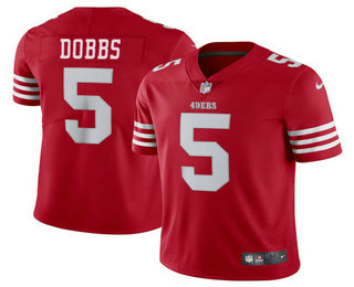 Men's San Francisco 49ers #5 Josh Dobbs Red Vapor Untouchable Limited Stitched Football Jersey