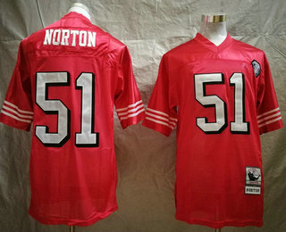 Men's San Francisco 49ers #51 Ken Norton Jr. Red 75TH Throwback Jersey By Mitchell & Ness