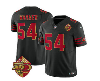 Men's San Francisco 49ers #54 Fred Warner Black 2023 FUSE 50th Patch Vapor Limited Stitched Jersey