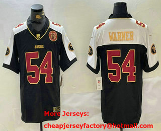 Men's San Francisco 49ers #54 Fred Warner Black White FUSE With Patch Limited Stitched Jersey