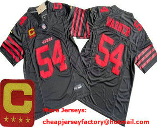 Men's San Francisco 49ers #54 Fred Warner Limited Black C Patch FUSE Vapor Jersey