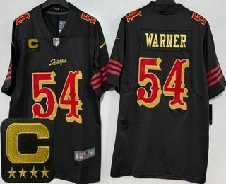 Men's San Francisco 49ers #54 Fred Warner Limited Black Rivalries Captain Patch Vapor Jersey