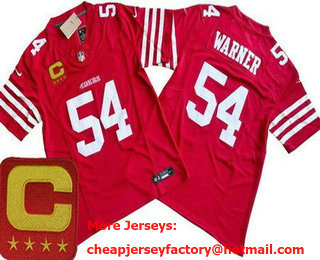 Men's San Francisco 49ers #54 Fred Warner Limited Red C Patch FUSE Vapor Jersey