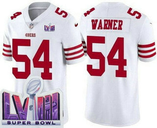Men's San Francisco 49ers #54 Fred Warner Limited White LVIII Super Bowl Vapor Jersey